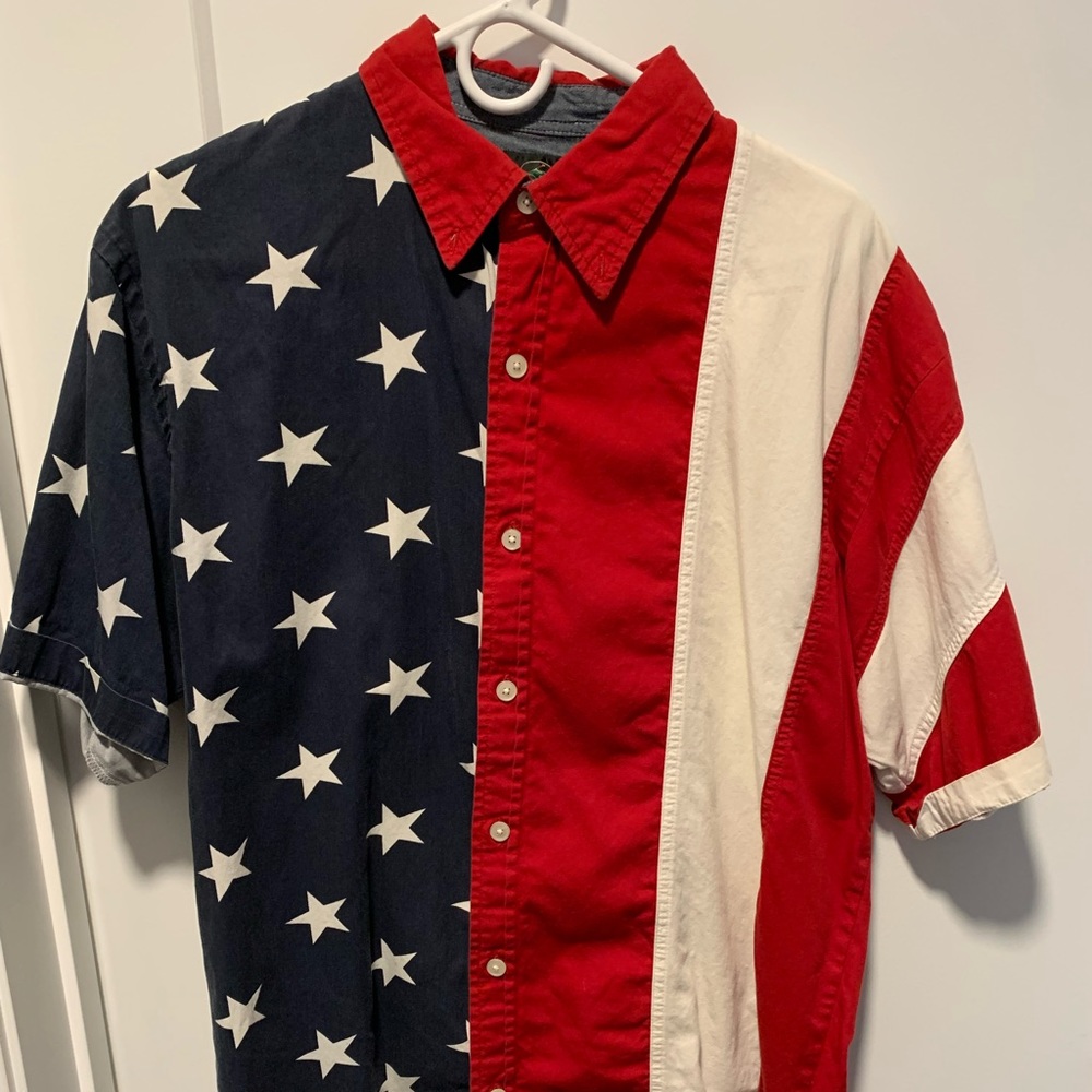 American flag button down shirt